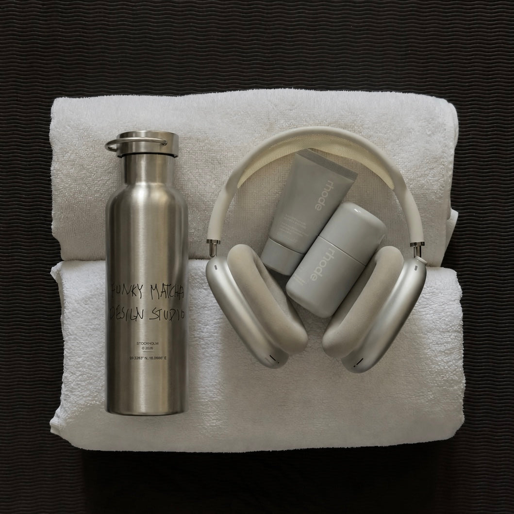 Funky Matcha Stockholm Design Studio Water Bottle — Brushed Steel (Limited Edition)