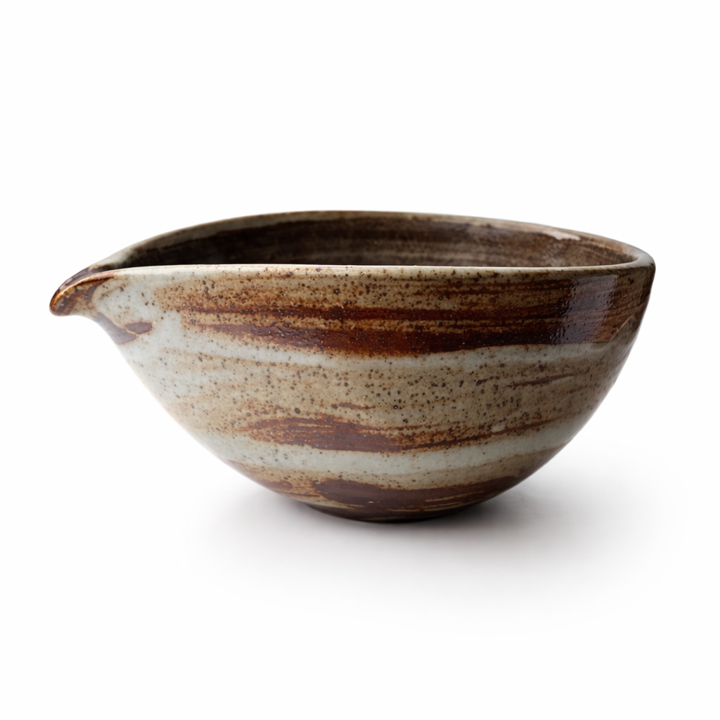 Handcrafted Matcha Bowl – Ceramic (Light Blue/ Brown)