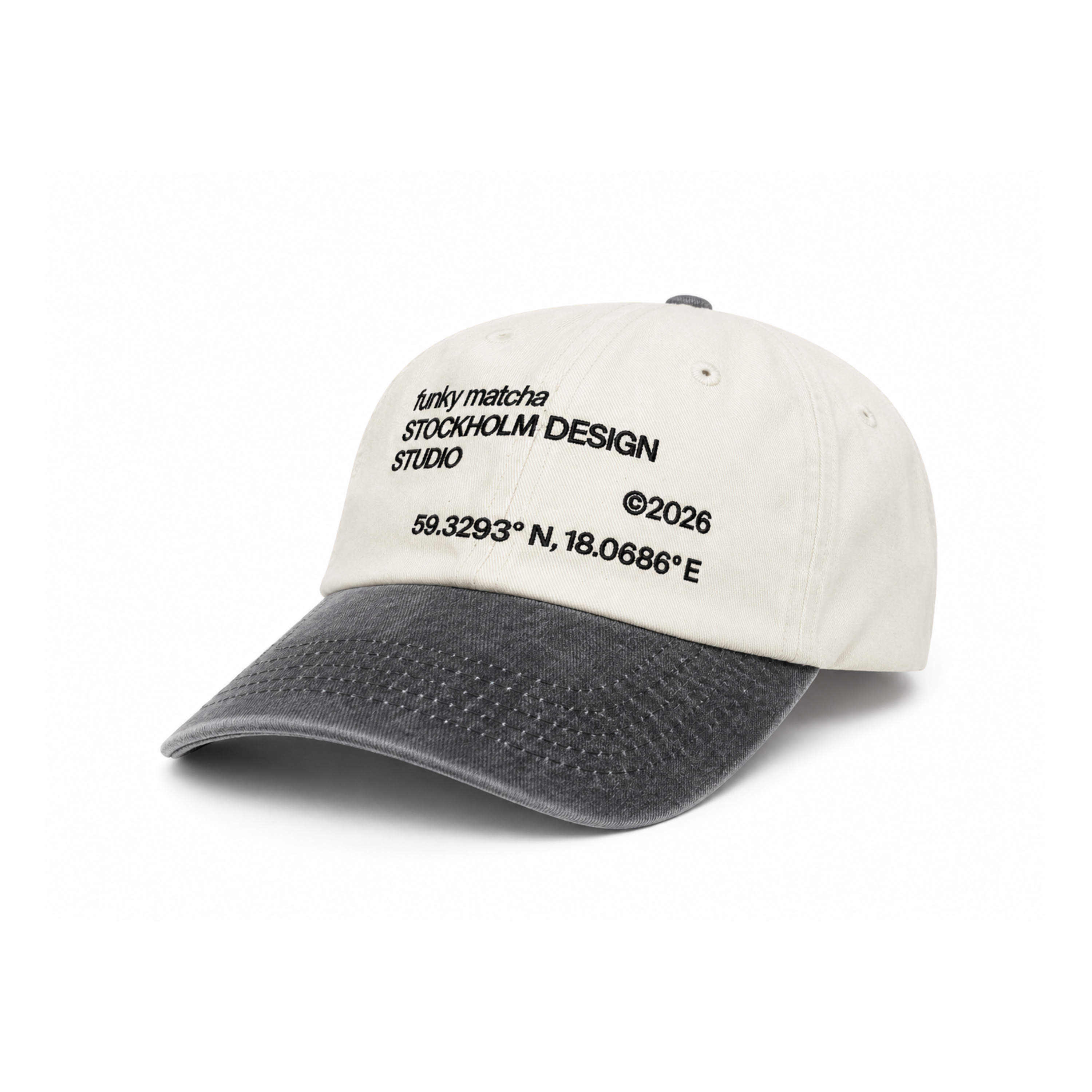 Funky Matcha Stockholm Design Studio Cap — Off-White Two-Tone (Limited Edition)