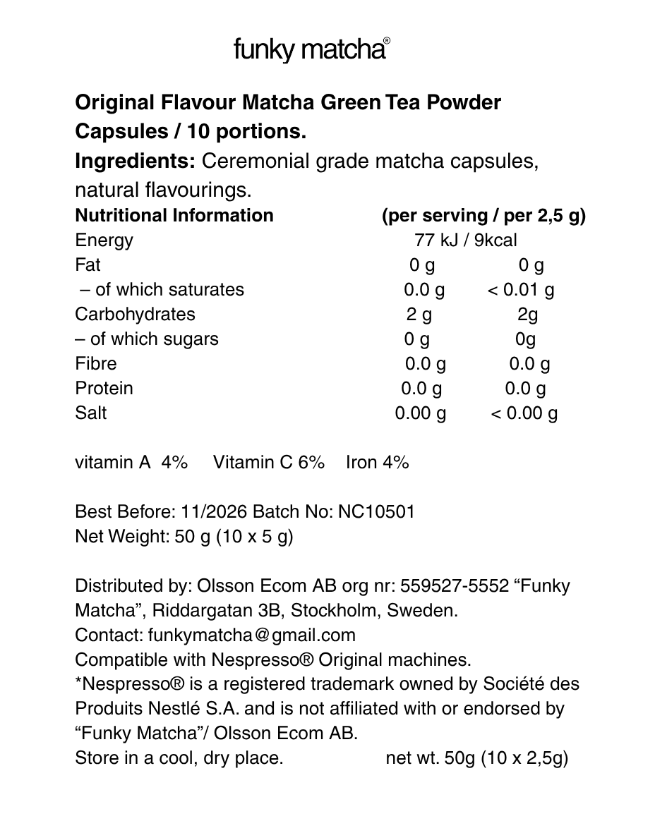 Ceremonial Matcha Pods (Nespresso® Compatible)