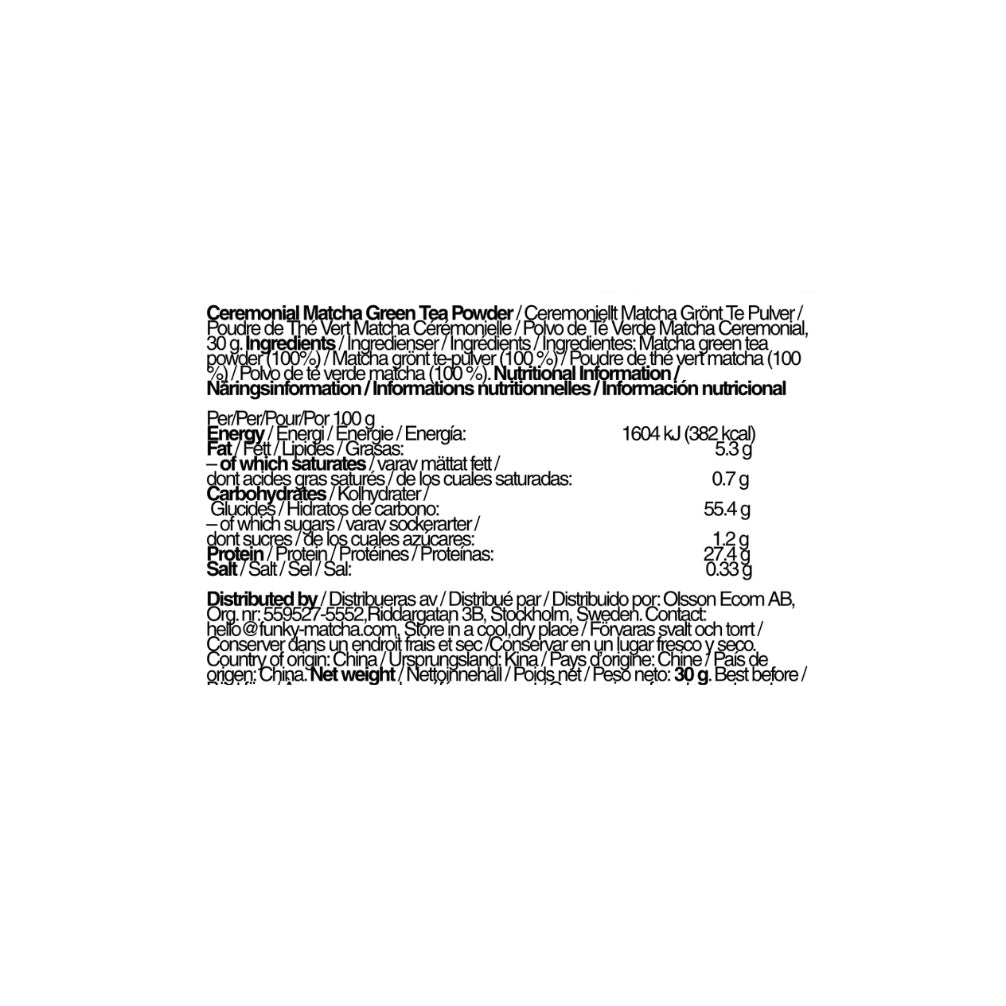 Ceremonial Grade Matcha Powder - 30g Tin
